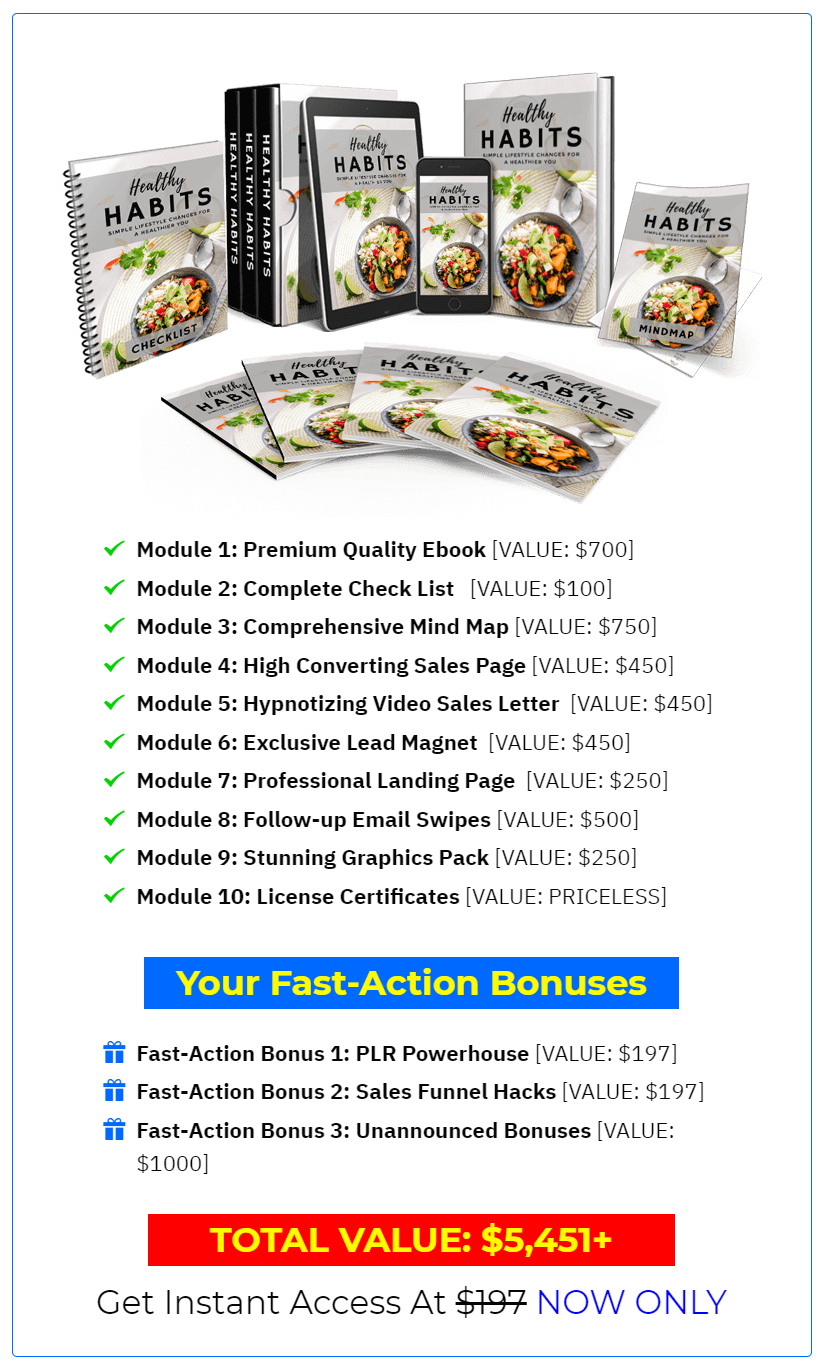 Healthy Habits PLR Review - Check Out This Healthy Content