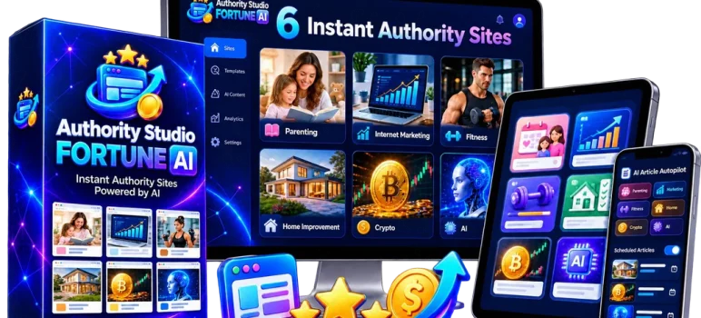 Authority Studio Fortune AI Review: Launch 6 Ready-Made Niche Sites With Affiliate Products & Premium Apps